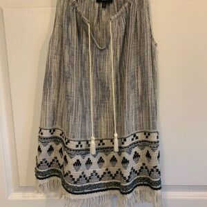 Drew blue and white burlap‎ like tank